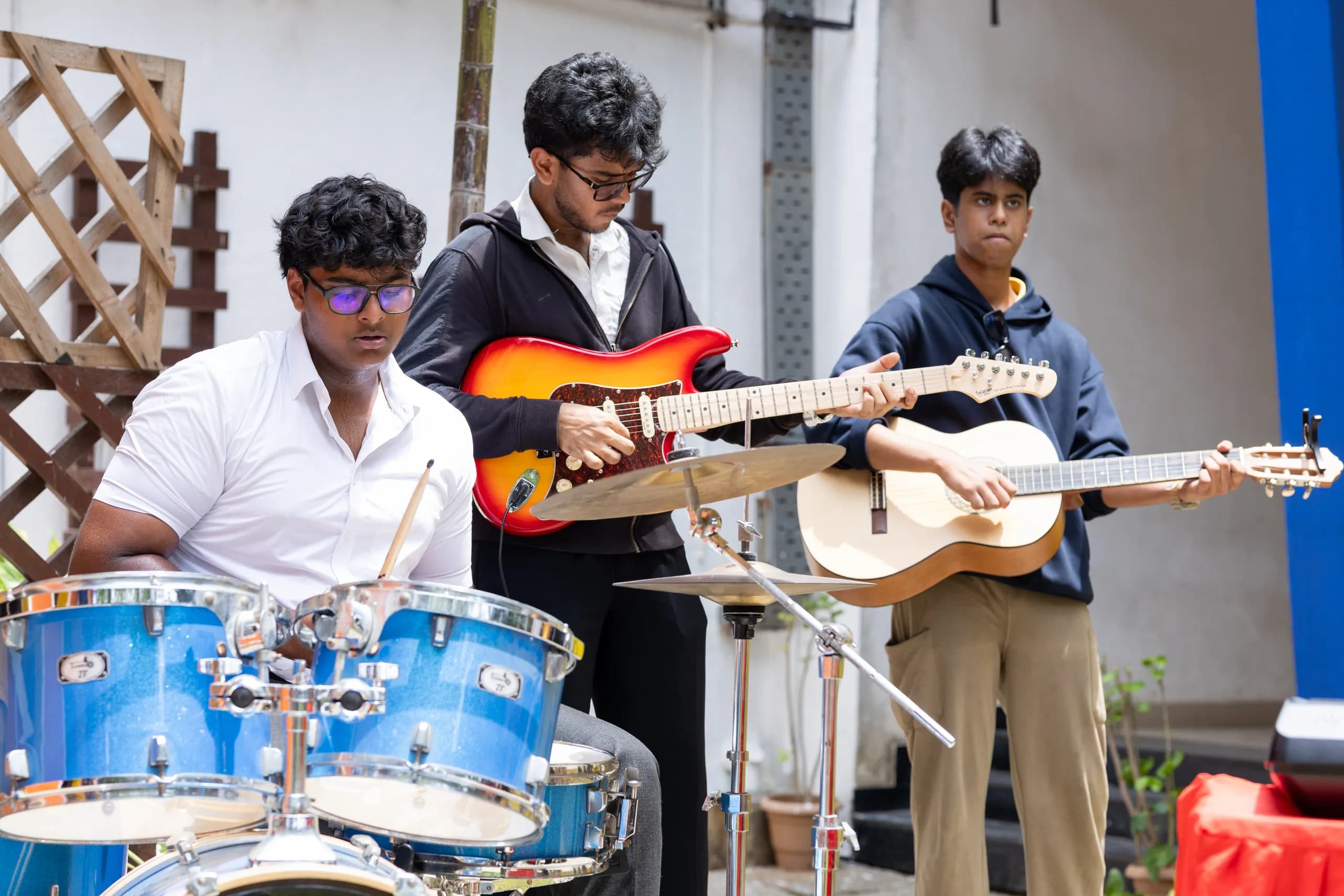 Students gathered at the outdoor amphitheatre for an assembly