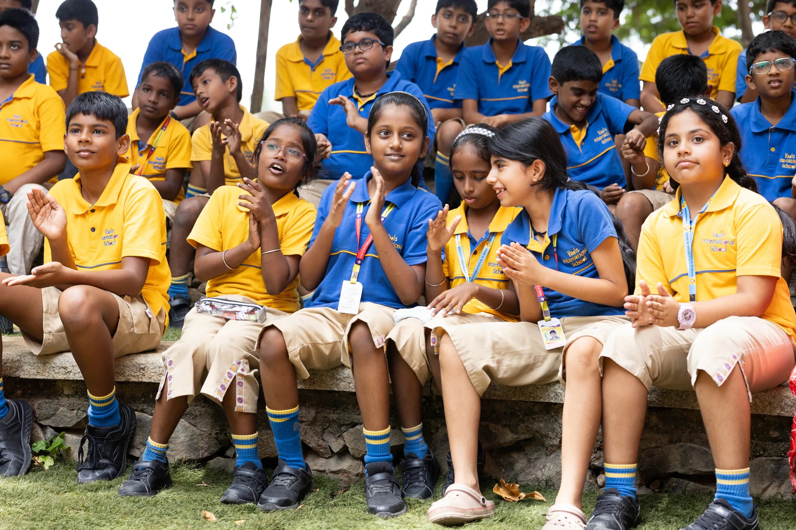 Wide view of the school amphitheatre during a student event