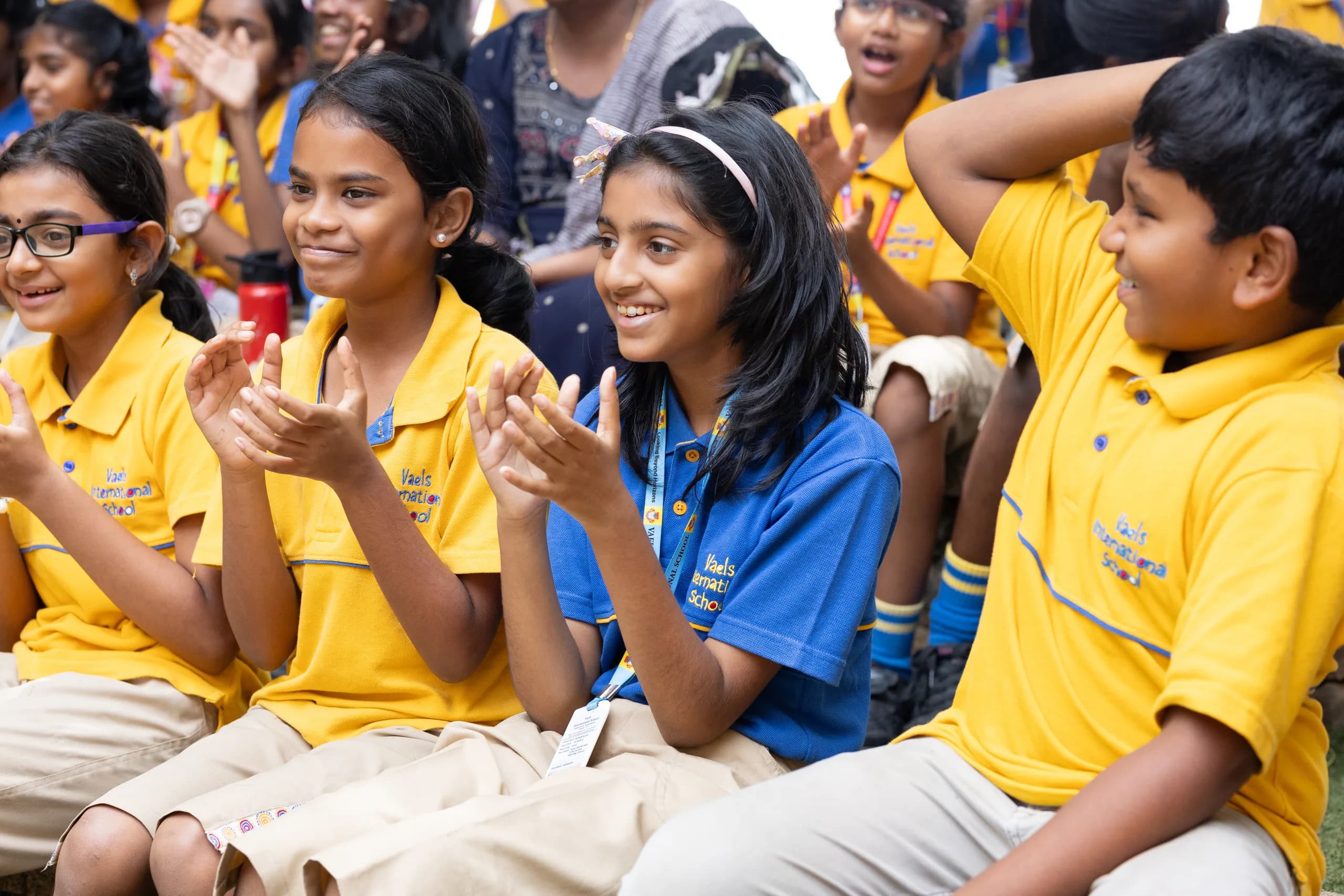 Students engaged in an open-air session at the school amphitheatre