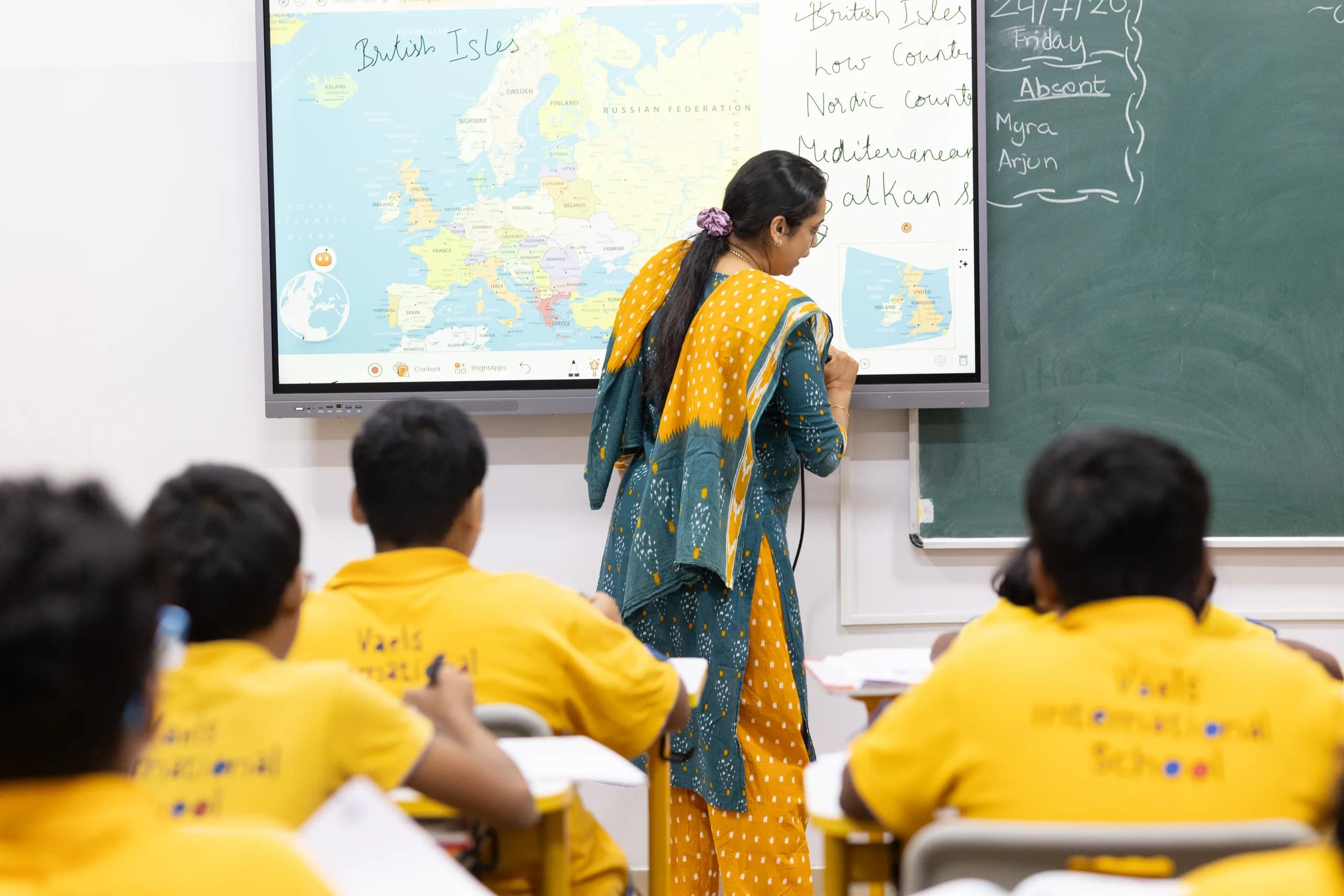 Class 7 students in a typical classroom session at Vaels