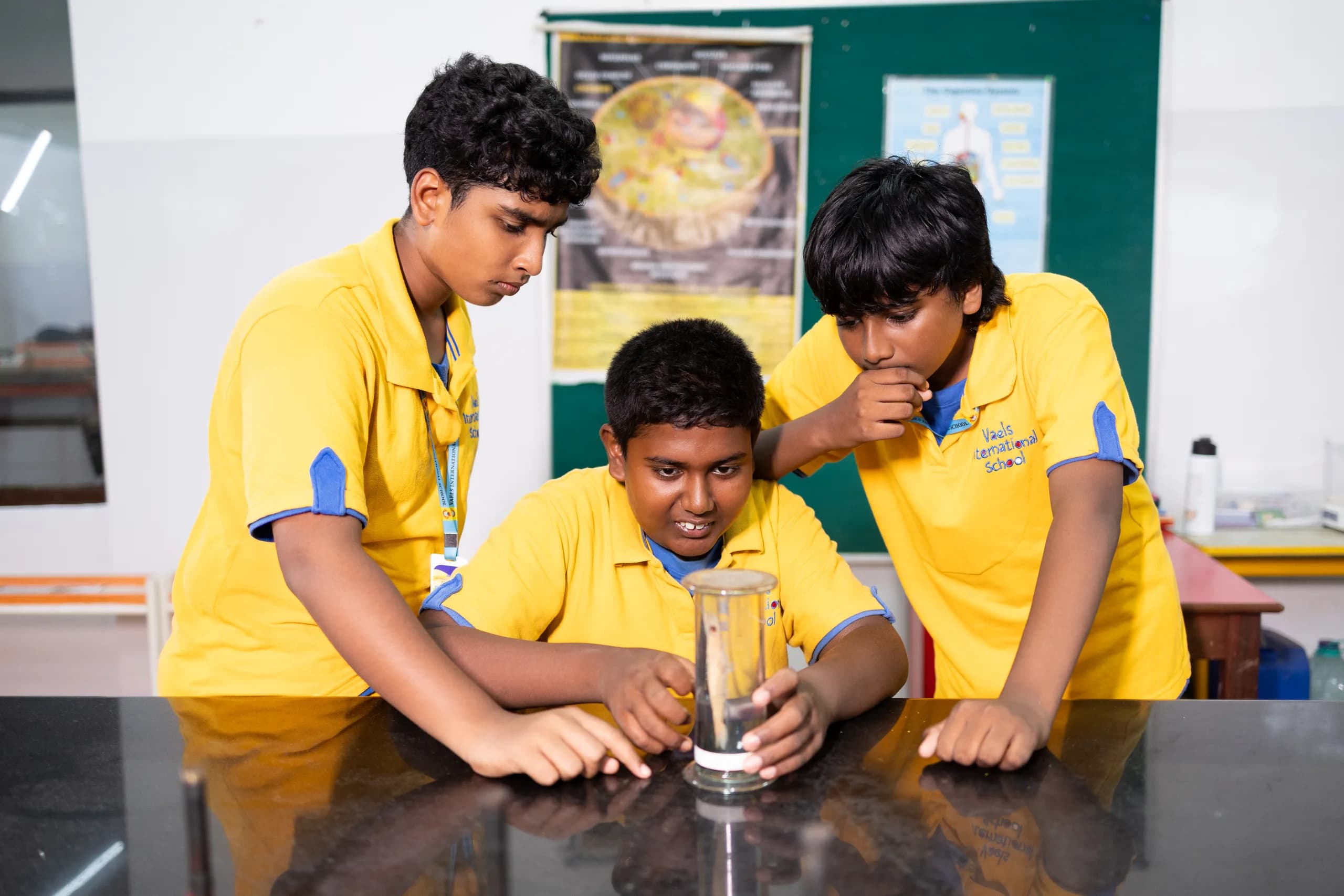 Students conducting microscope experiments in the biology laboratory