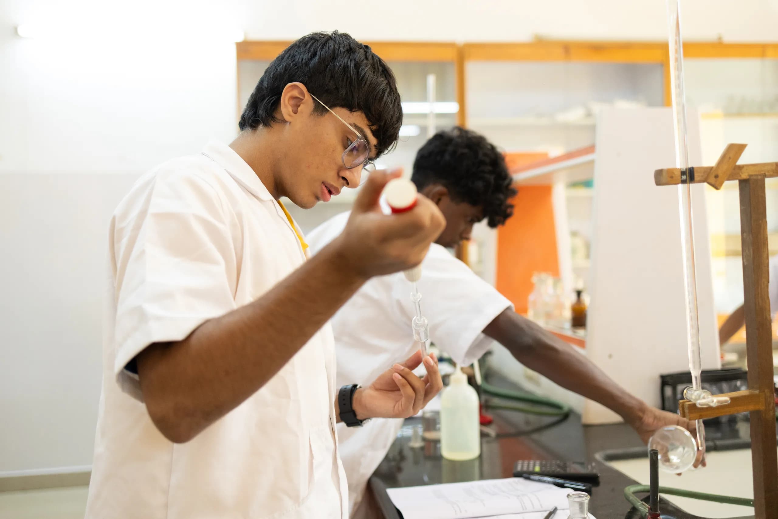 Students honing analytical skills in the chemistry laboratory