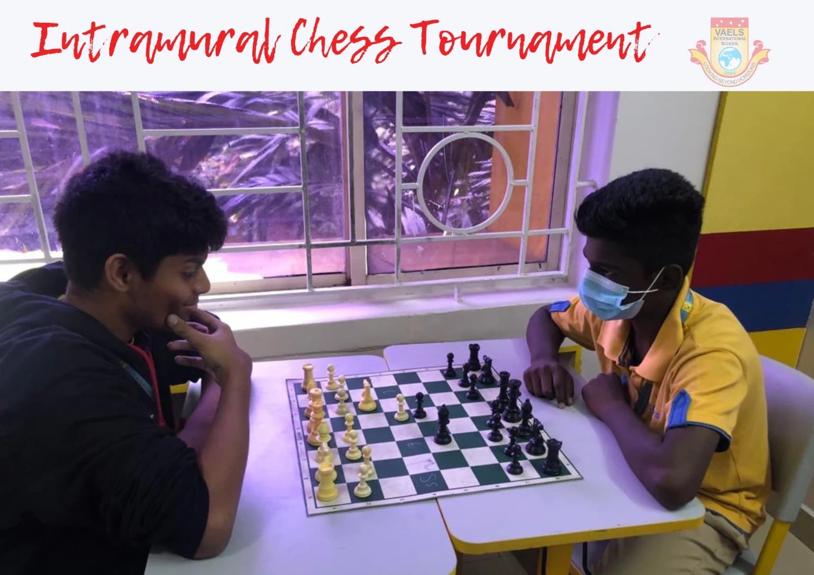 Students competing in intramural chess tournament
