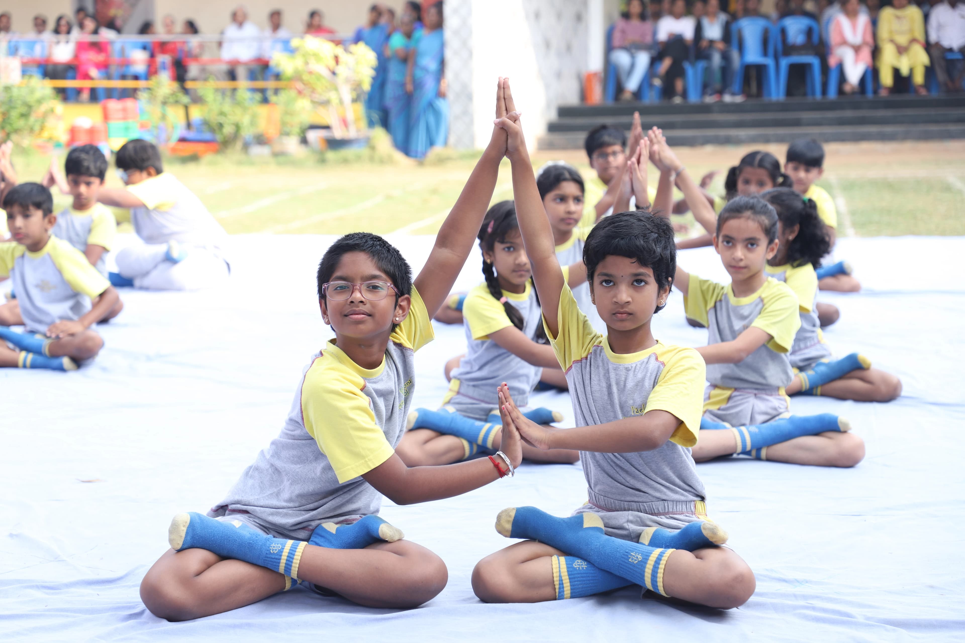 Students at a school assembly